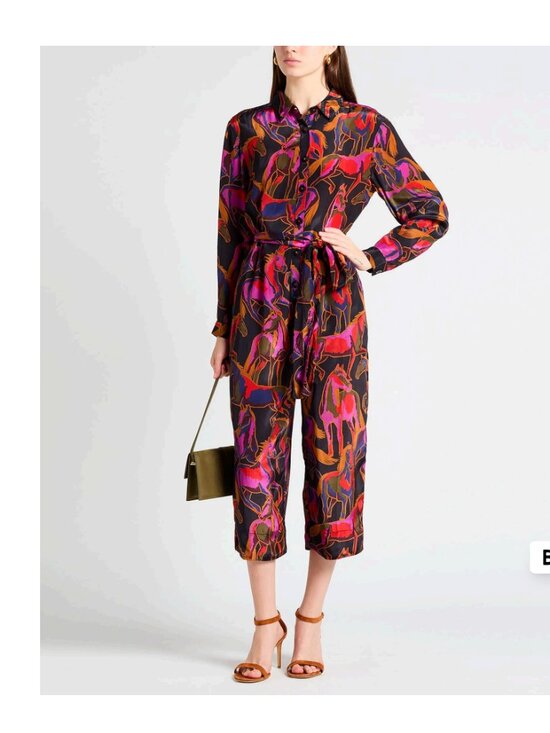 FARM Rio Pants - Farm Rio Wild Horses Belted Viscose Long Sleeve Jumpsuit Romper Sz XL